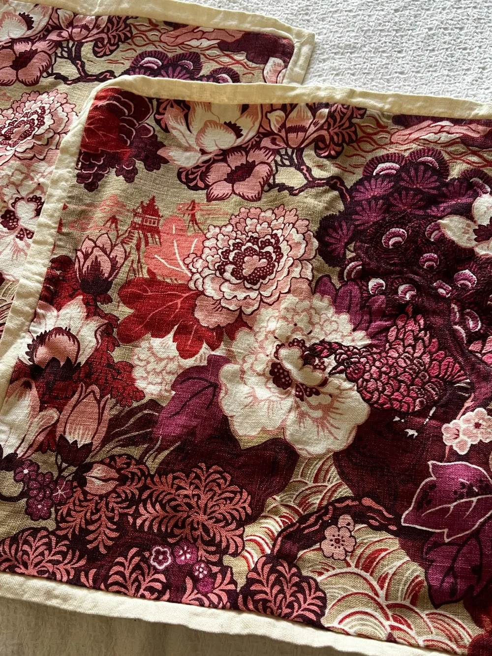 Williams Sonoma pink and red Schumacher collab w Williams Sonoma